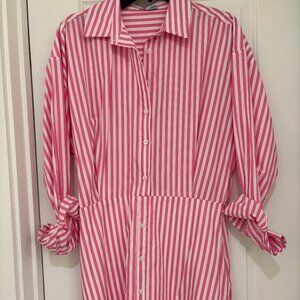 Striped Poplin Shirt Dress